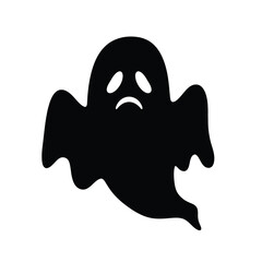 Sad ghost silhouette icon black