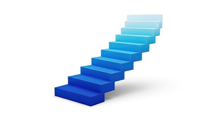Obraz premium Blue Gradient Modern Staircase Floating on White Background