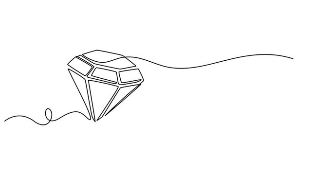 Self drawing line animation Diamond continuous line drawn concept, Video. Continuous animation of drawing a single-line diamond. One editable line of diamond jewelry. Beauty and fashion concept