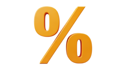 Isolated orange percentage symbol, discount rate