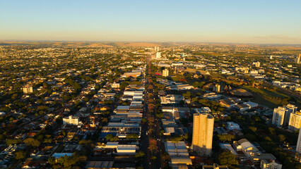 Aerial View of Maringa, Cathedral and downtown. Several buildings.