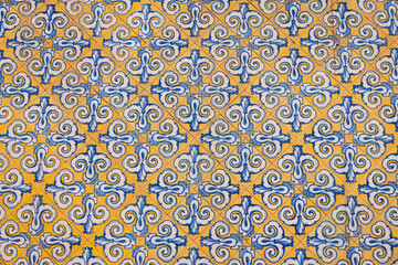 Patterned tiles on a wall in Valencia, Spain