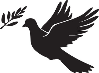 Obraz premium Silhouette Dove With Olive Branch