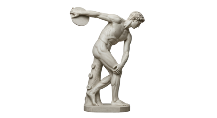 Isolated statue of discobolus, ancient sport