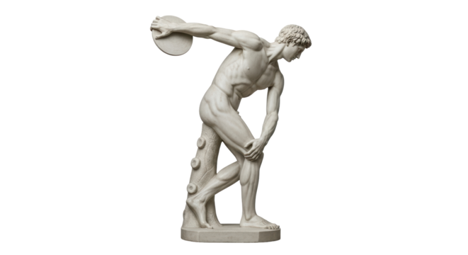 Isolated statue of discobolus, ancient sport