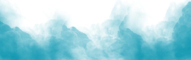 Vector realistic smoke cloud or light blue fog, Abstract gas on transparent background