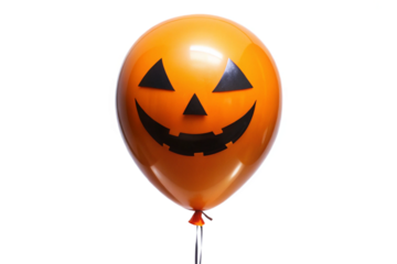 Spooky halloween pumpkin face balloon floating ready for festive decorations and celebrations transparent background