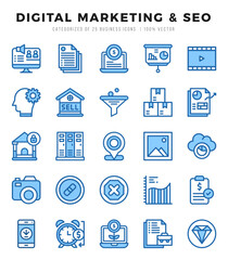 Set of Digital Marketing & SEO icons. Vector Illustration.