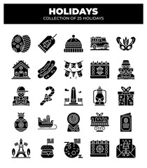 Holidays. Collection of 25 Festive Icons