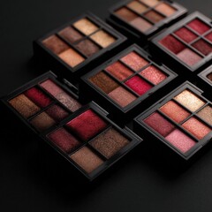 Close-up of colorful eyeshadow palettes