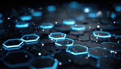 Abstract hexagonal pattern with glowing blue accents
