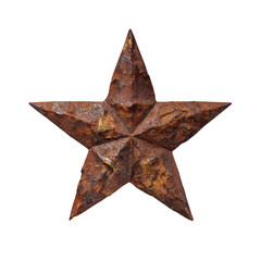 Rusty metal star on black background for vintage themed design