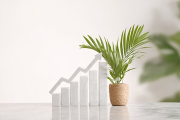White and green plant is in a brown pot