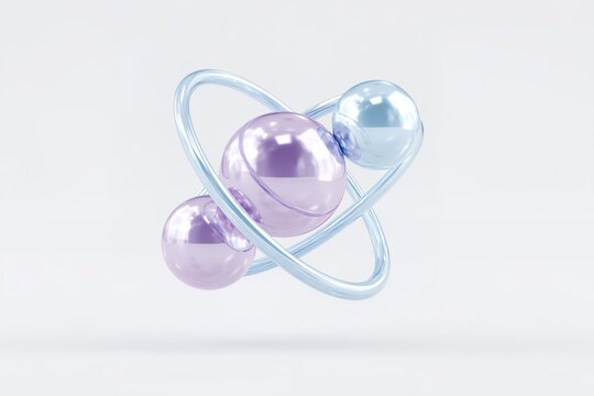 Blue and purple sphere is in the center of a ring - Powered by Adobe