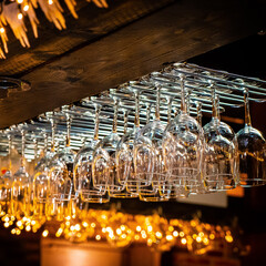 Restaurant bar during Christmas time. Christmas decorations restaurant