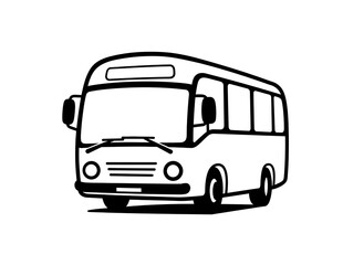 Simple outline drawing of a bus isolated on transparent background