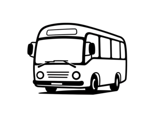 Simple outline drawing of a bus isolated on transparent background