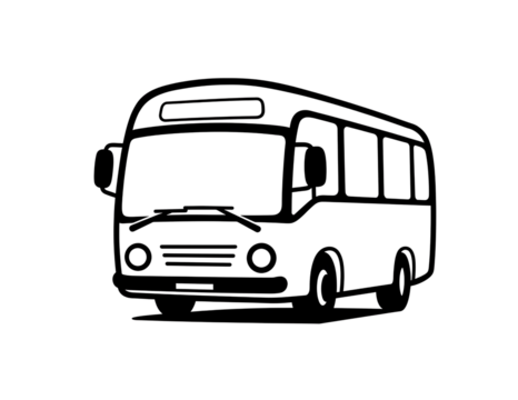 Simple outline drawing of a bus isolated on transparent background