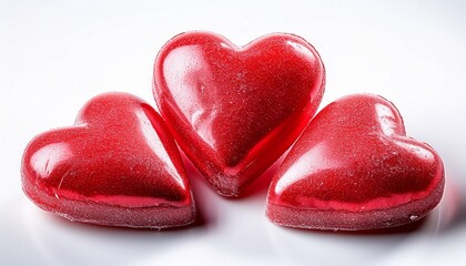 Fototapeta premium heart shaped red candy with sugar coating isolated on white background closeup image scene view