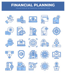 Financial Planning Icons. A Collection of 25 Essential Business Strategy and Investment Graphics