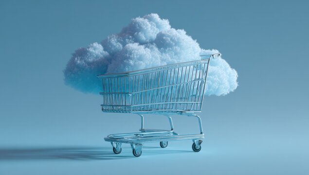 A shopping cart with a cloud