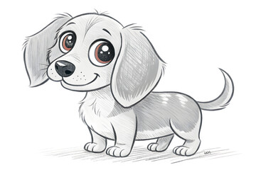 Adorable cartoon beagle puppy with big expressive eyes on a black background