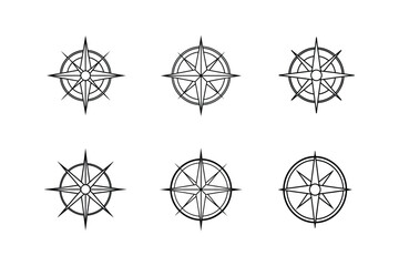 compass rose icon line art vector illustration