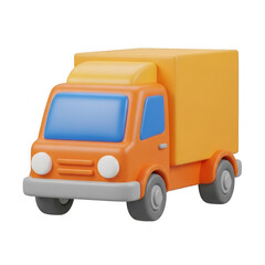 Orange delivery truck isolated on transparent background
