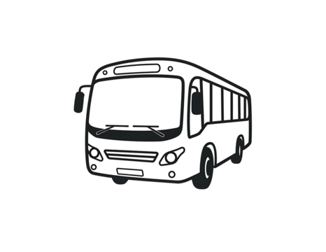 Black and white sketch of a passenger bus isolated on transparent background - Powered by Adobe