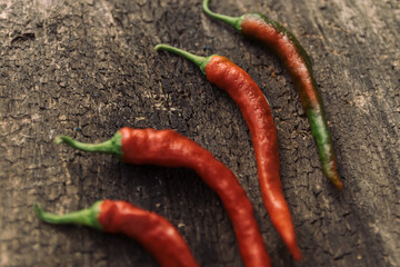 red hot chili peppers on wood