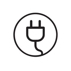Minimalist Electric Plug Icon in Circle – Vector Illustration