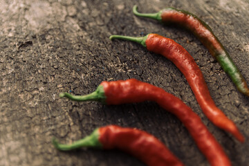 red hot chili peppers on wood