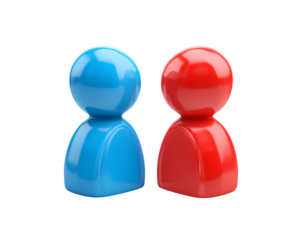 Colorful male and female symbols with glossy texture, isolated on a transparent background, PNG