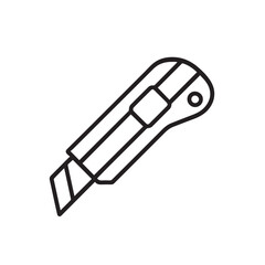 Vector Outline Icon of Utility Knife Cutter for Cutting Tools