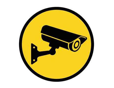 Black surveillance camera icon isolated on transparent background