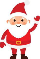 Cartoon Santa Claus Waving Hand Isolated on White Background for Christmas
