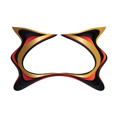 Abstract Gold and Red Frame on Black Background Design Element