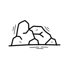 Hand Drawn Rocks Illustration. Doodle Vector. Isolated on White Background - EPS 10 Vector