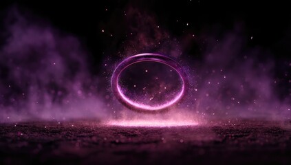 Floating purple ring, mystic smoke, glowing effect