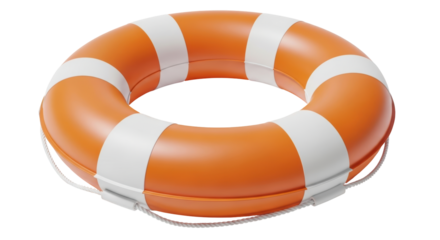 Isolated Orange Lifebuoy