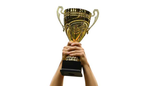 High Held gold Celebration Gold award trophy Celebration. in Trophy victory champion