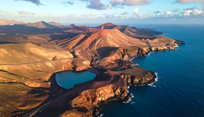Volcanic landscape meets ocean