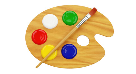 Isolated Paint Palette with Brush