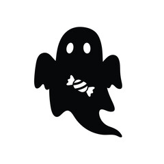 Black ghost holding striped candy halloween spooky