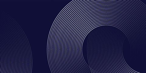 Abstract blue glowing geometric lines on dark blue background. Modern shiny blue circle lines pattern. Futuristic technology concept. Suit for cover, poster, banner, brochure, header, website