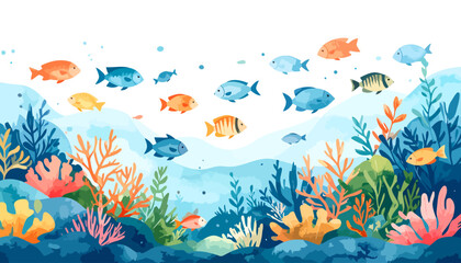 Fototapeta premium Vibrant Underwater Coral Reef with Fish.