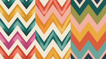 Obraz premium Vector art of colorful chevron pattern with a zigzag design and retro style 