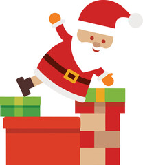 Santa Claus Delivering Presents Down a Chimney on Christmas Eve Night