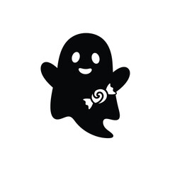 Happy ghost holding candy sweet treat