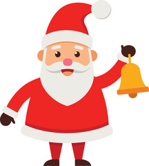 Cartoon Santa Claus ringing a bell festive holiday season illustration
